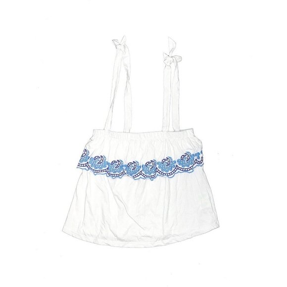 Lilly Pulitzer Swing Tank Top Tie-Strap Embroidered‎ Scalloped White/Blue  XS - Picture 6 of 10